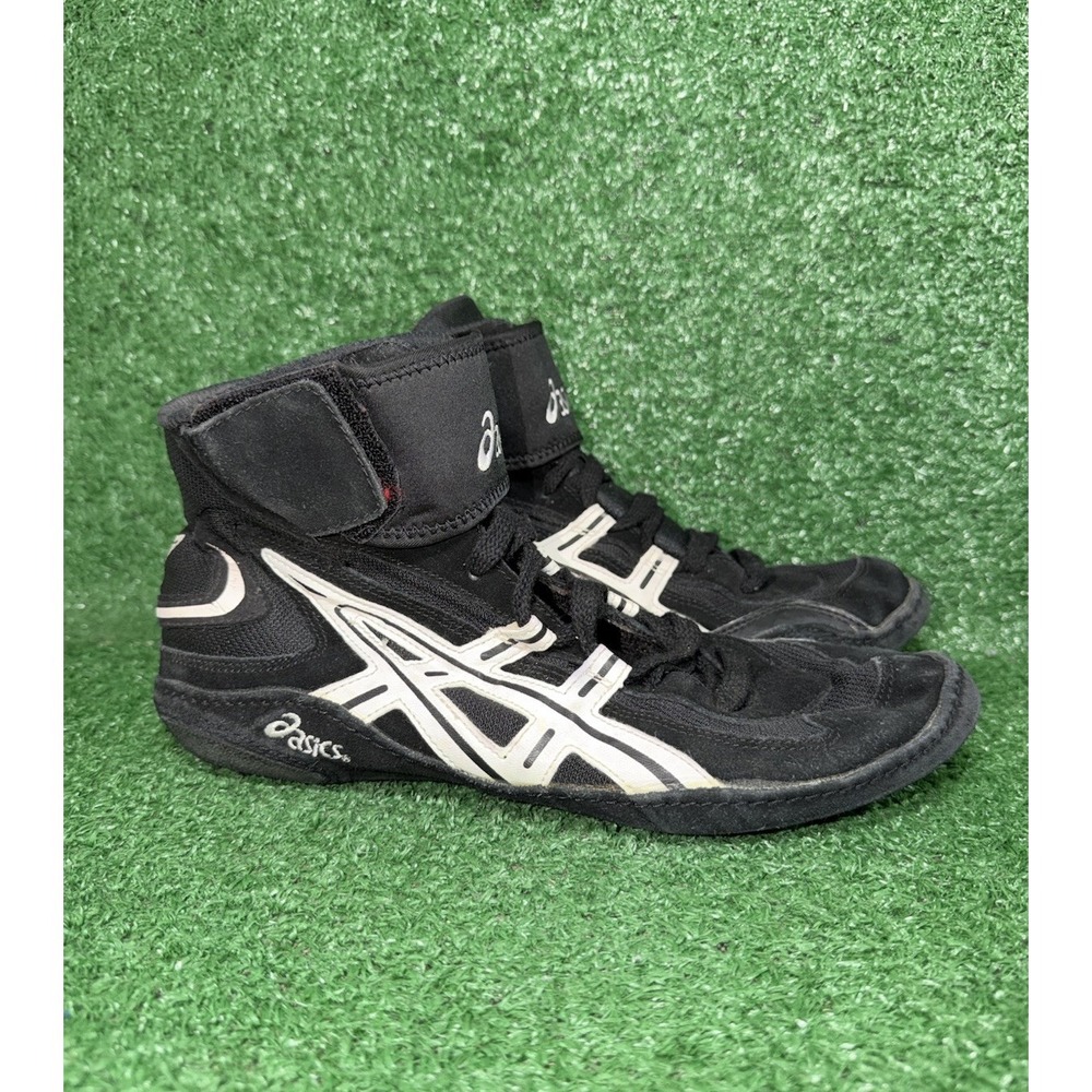 Vintage ASICS Men Size 10.5 Jackal Black Prime White Attack Wrestling Shoe JL203